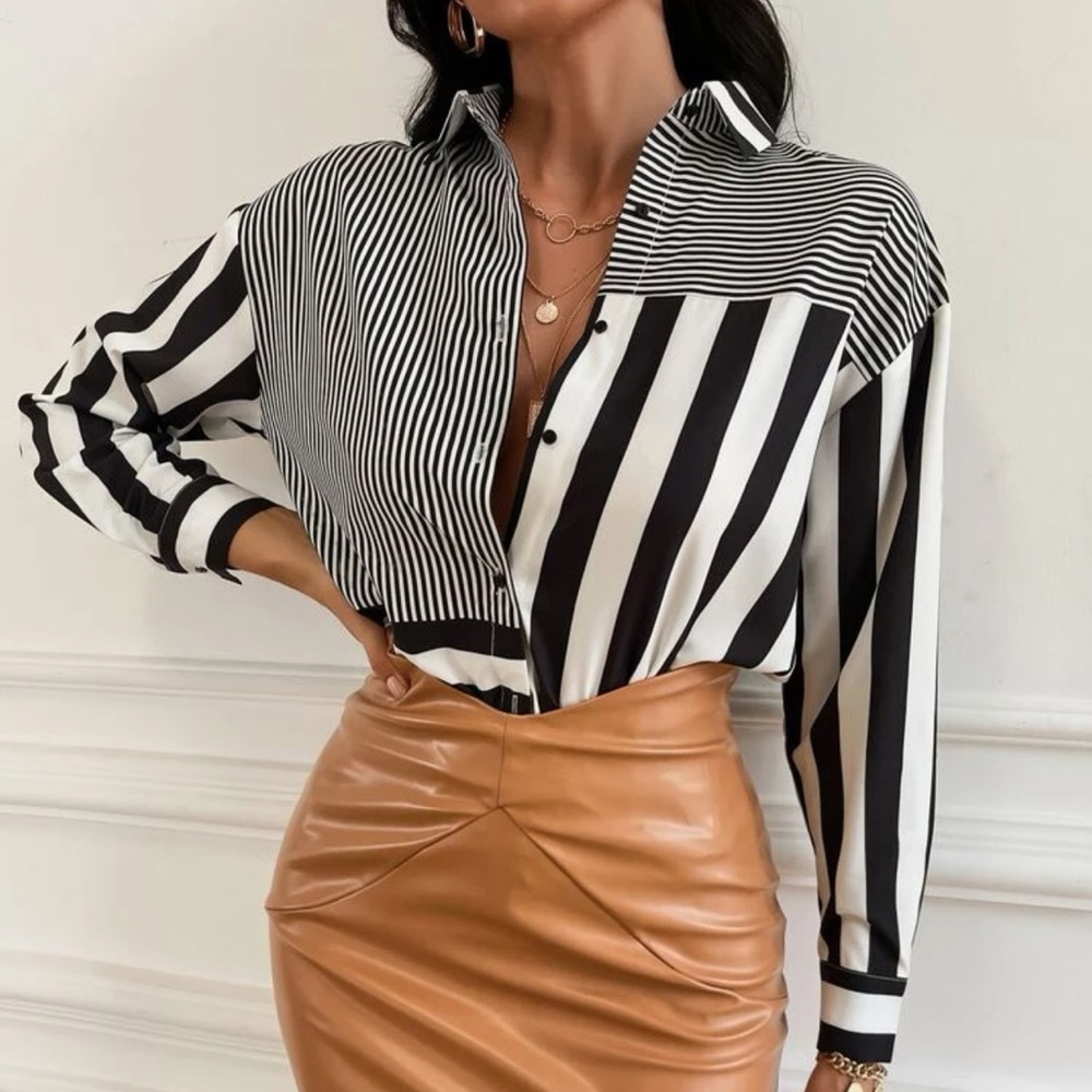 Black and white Striped Blouse